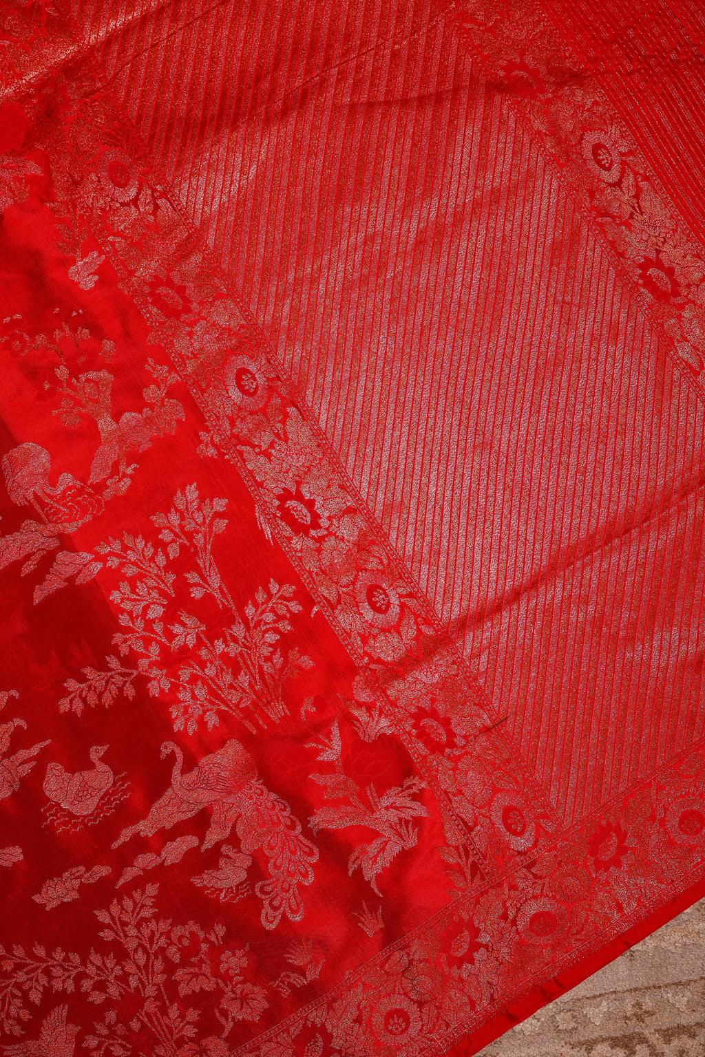 Handwoven Red Banarasi Katan Silk Saree