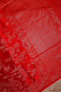 Handwoven Red Banarasi Katan Silk Saree