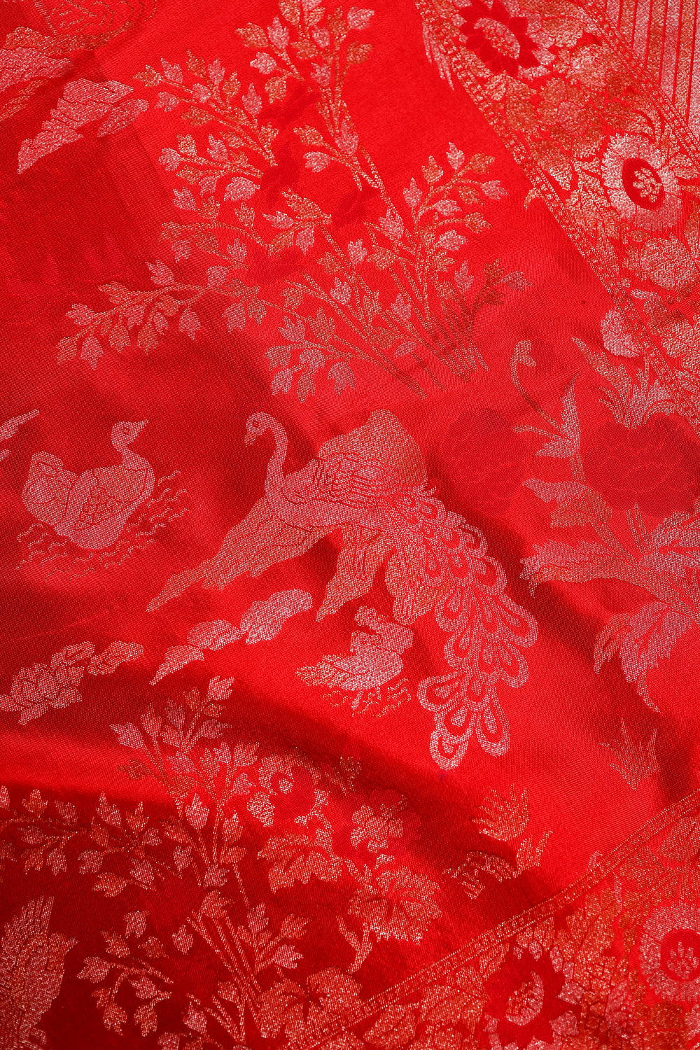 Handwoven Red Banarasi Katan Silk Saree