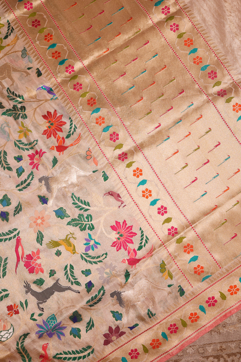 Handwoven Gold Banarasi Katan Silk Saree