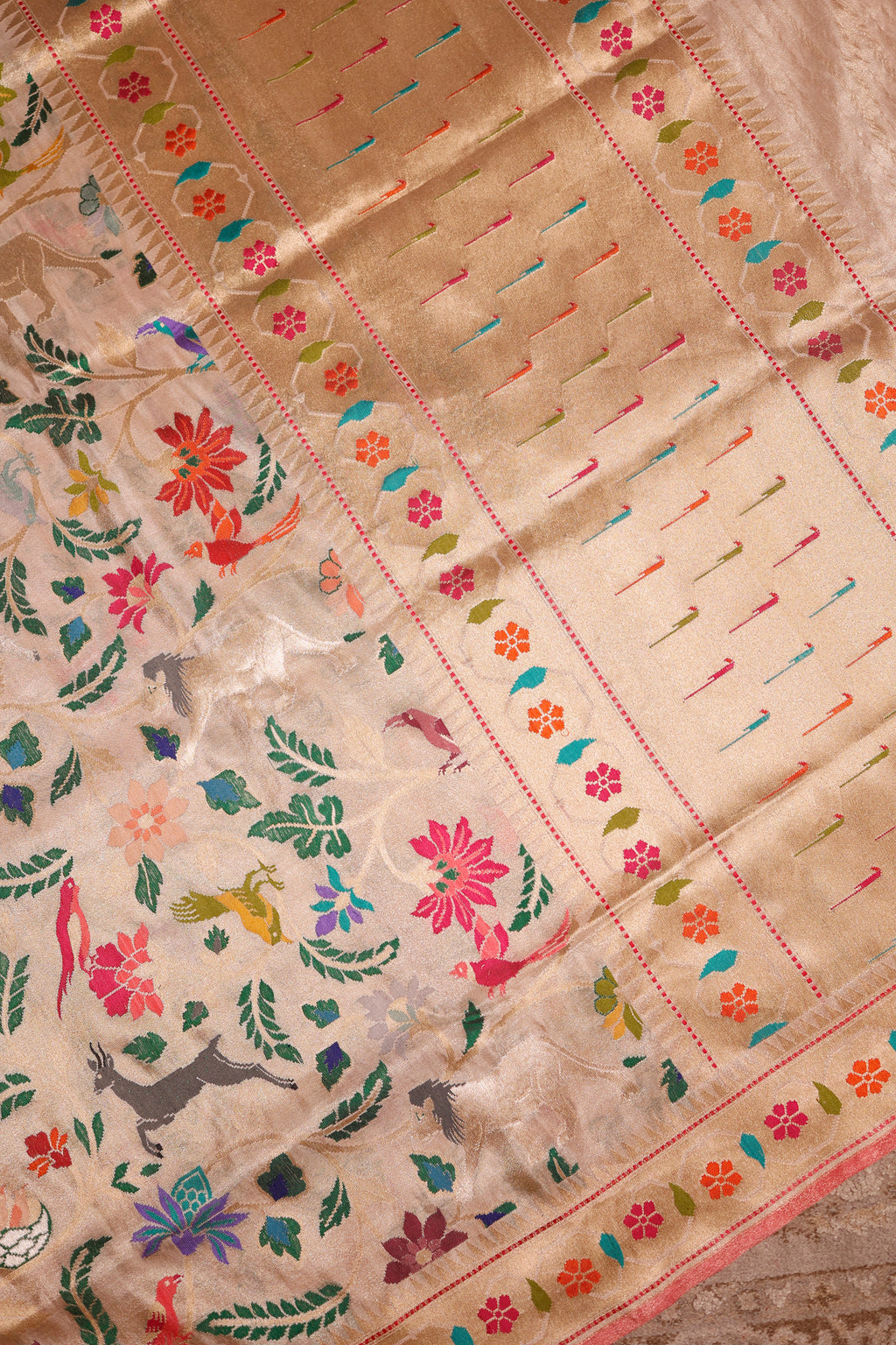 Handwoven Gold Banarasi Katan Silk Saree