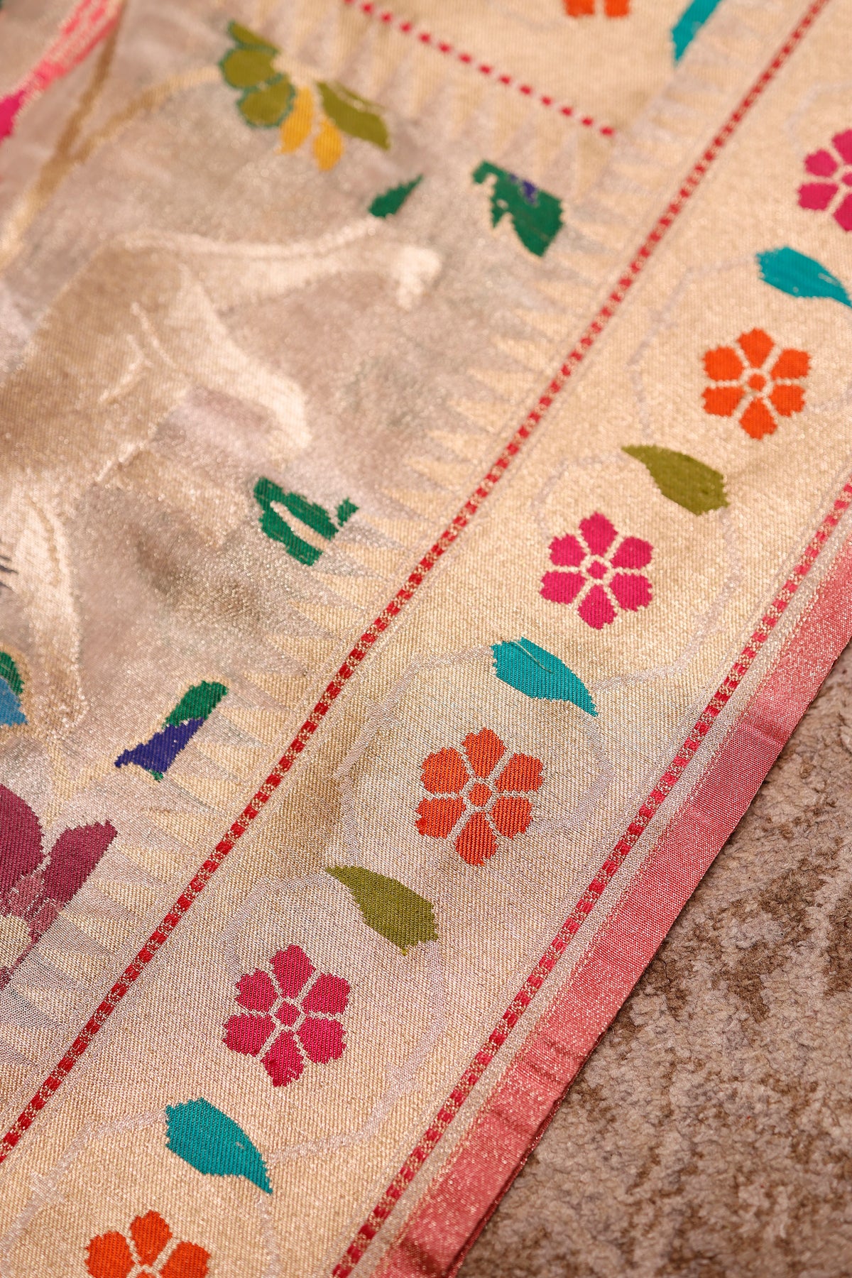 Handwoven Gold Banarasi Katan Silk Saree