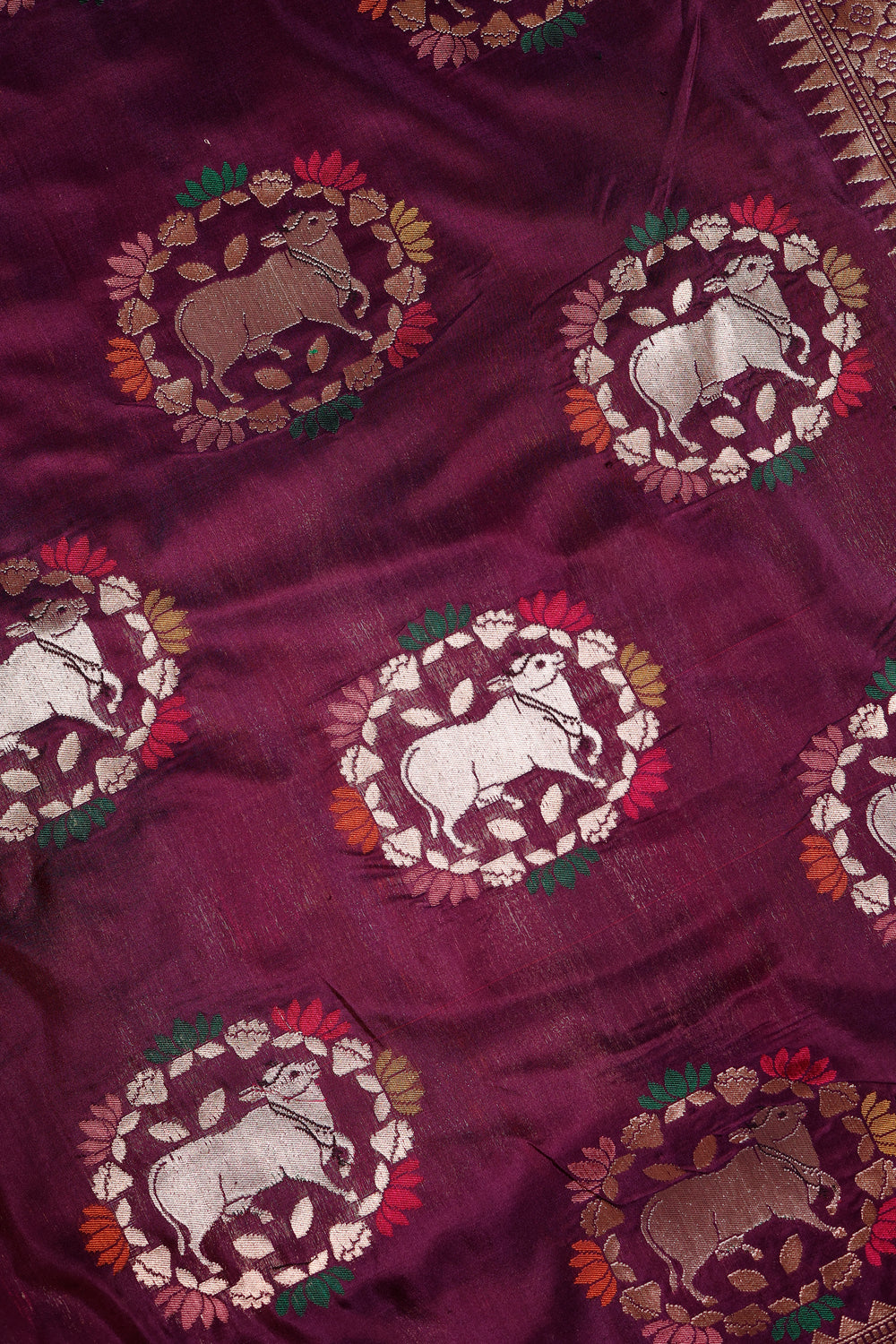 Handwoven Wine Banarasi Katan Silk Saree