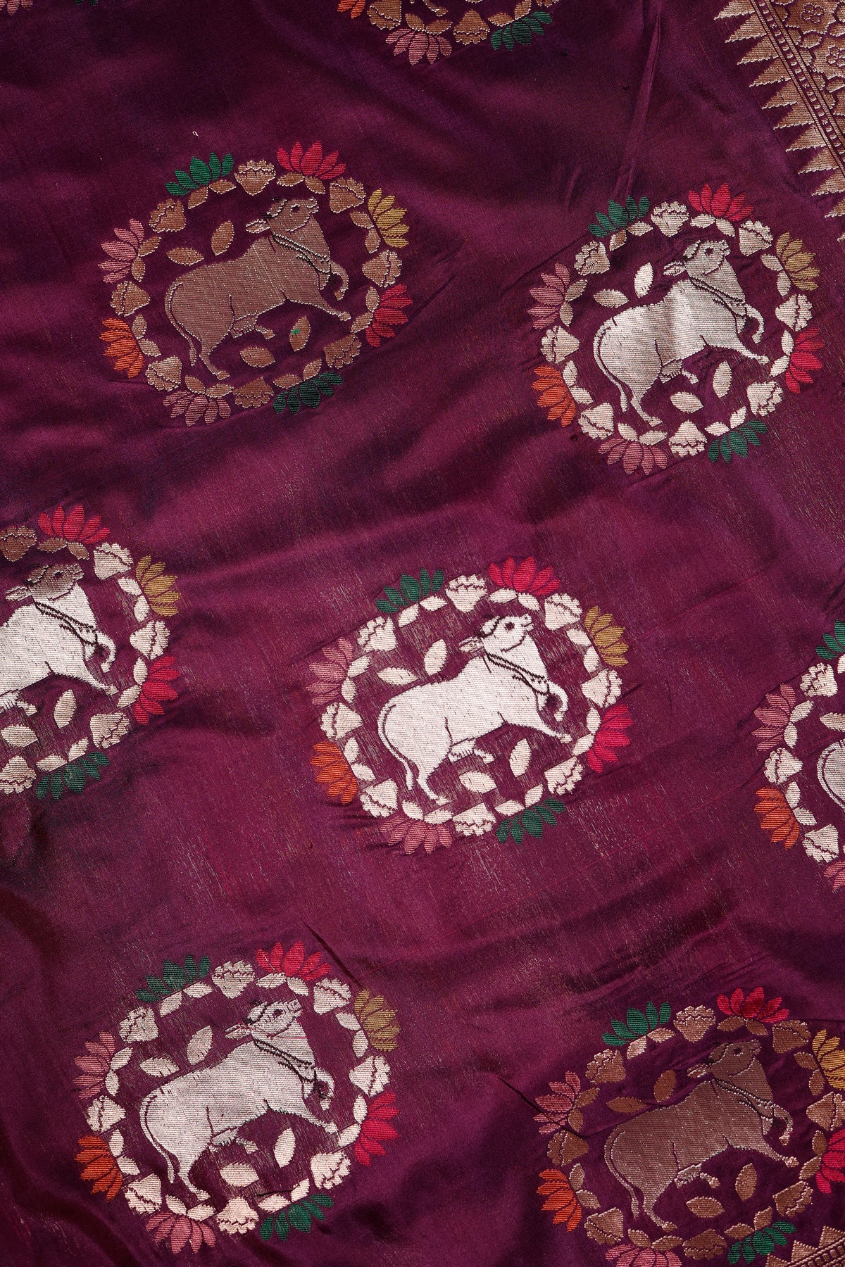 Handwoven Wine Banarasi Katan Silk Saree