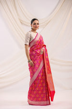 Handwoven Banarasi Pink Rangkat Katan Silk Saree