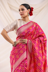 Handwoven Banarasi Pink Rangkat Katan Silk Saree