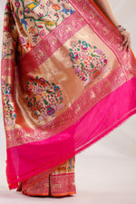 Handwoven Pink Shikargaah Katan Silk Saree