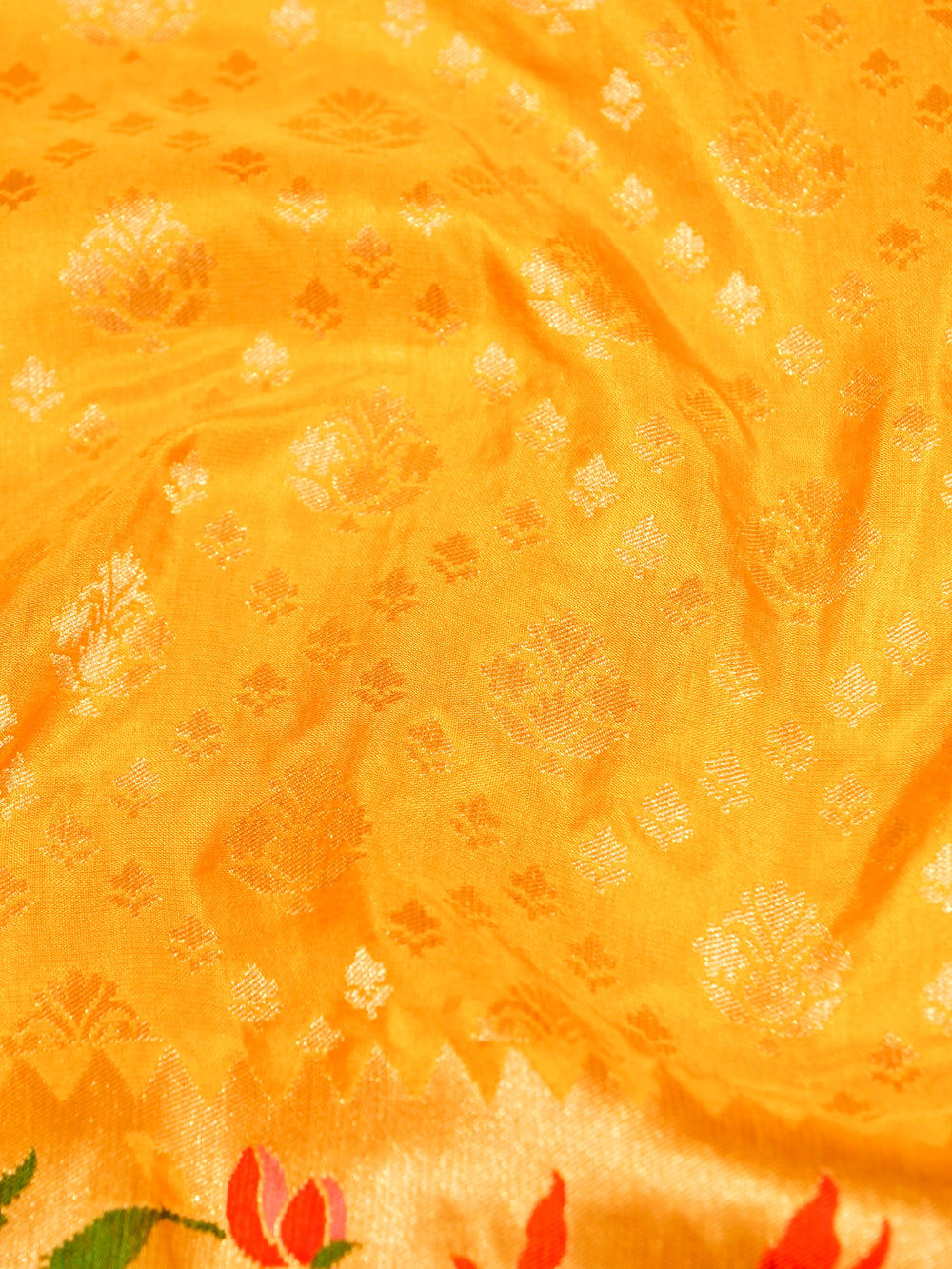 Handwoven Yellow Banarasi Katan Silk Saree
