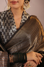 Handwoven Black Banarasi Tissue Silk Saree