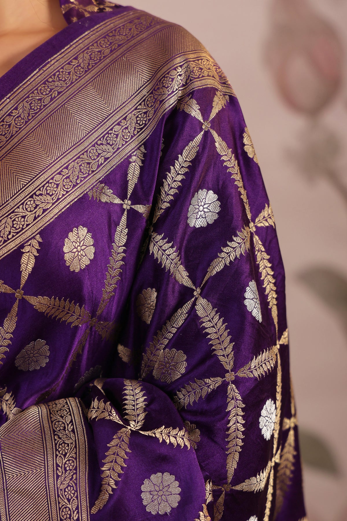 Handwoven Purple Banarasi Katan Silk Saree