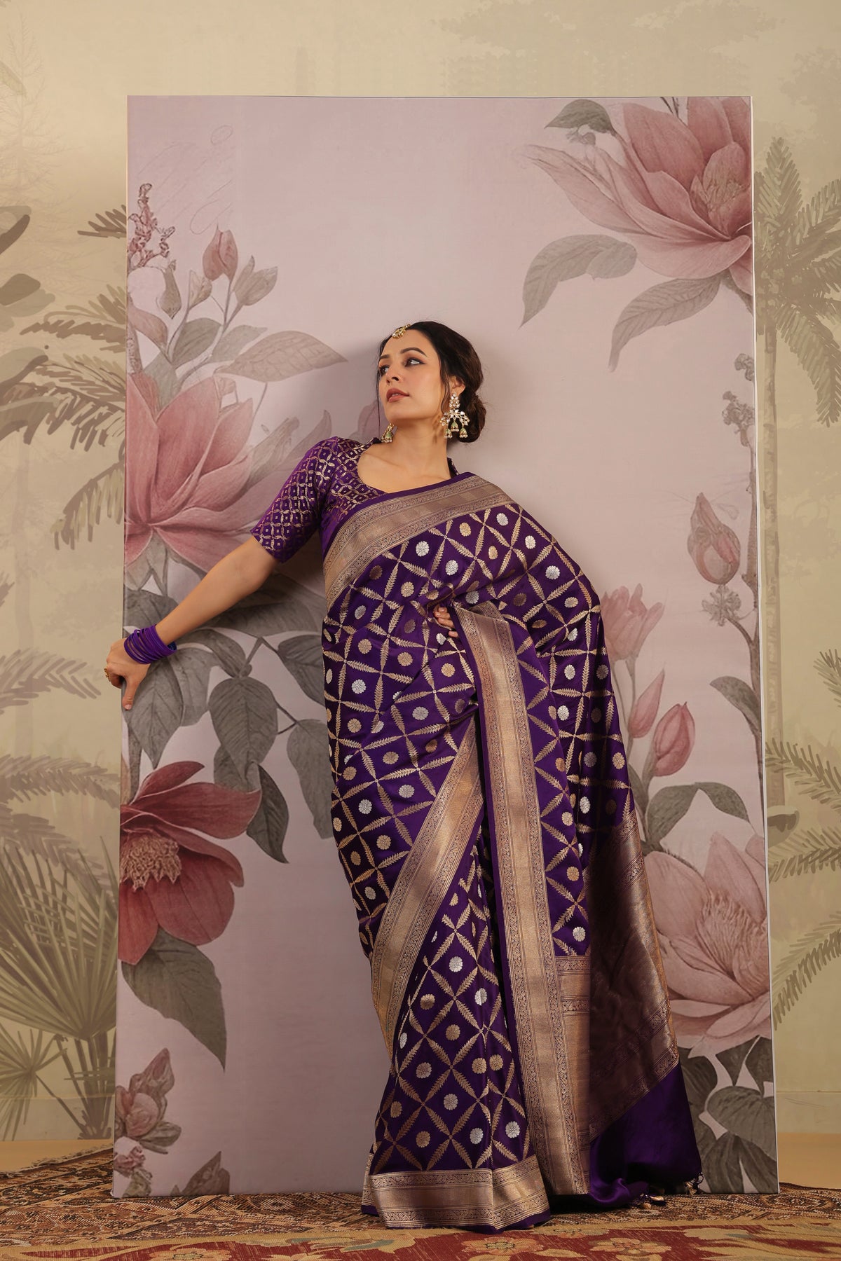 Handwoven Purple Banarasi Katan Silk Saree