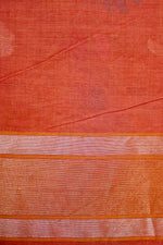 Handwoven Peach Real Zari Banarasi Cotton Jamdani Saree