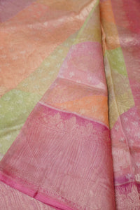 Handwoven Rangkat Real Zari Banarasi Tissue Cotton Jamdani Saree