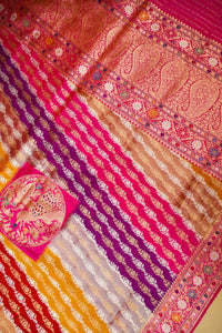 Handwoven Rangkat Real Zari Banarasi Katan Silk Saree