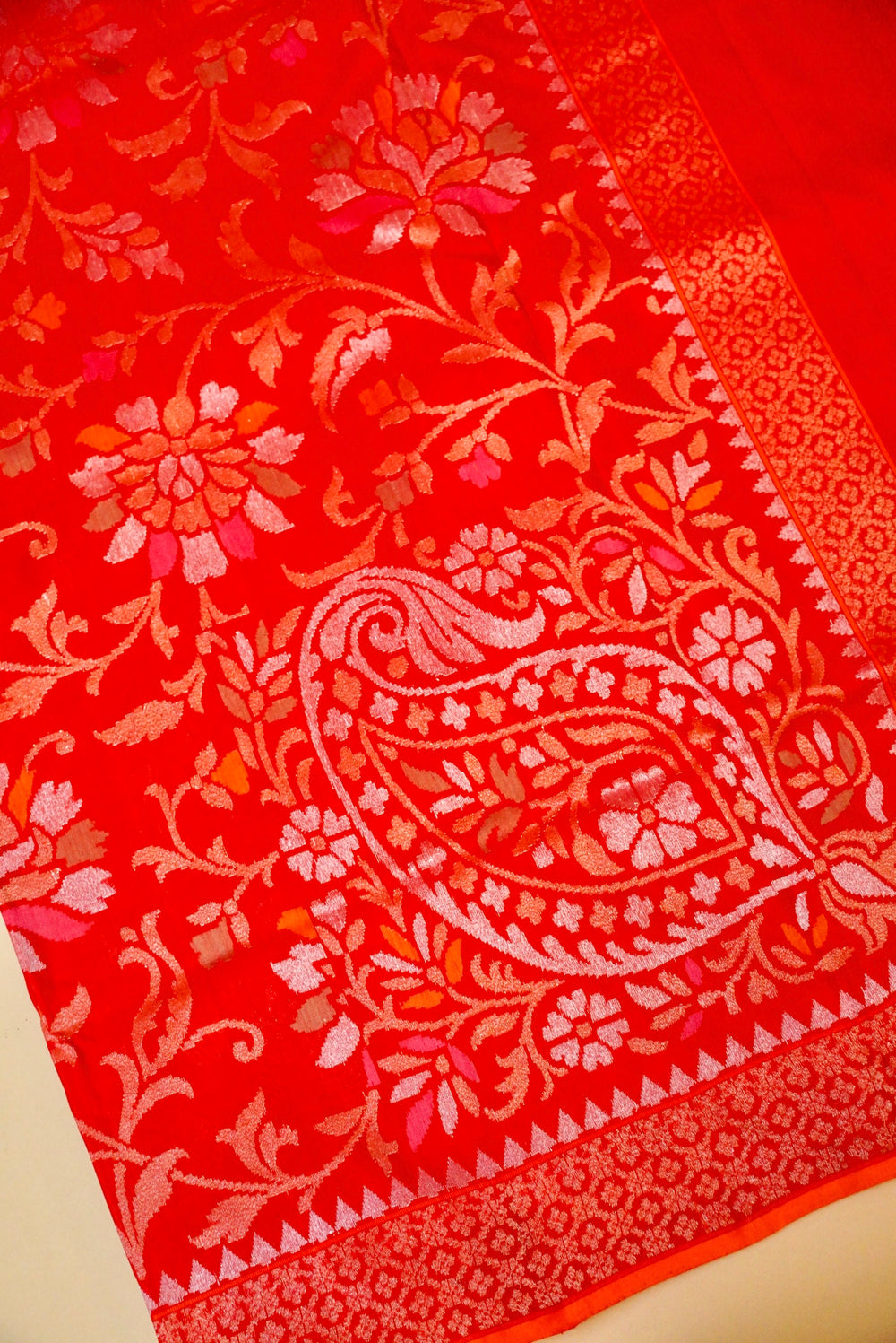 Handwoven Red Real Zari Banarasi Katan Silk Saree