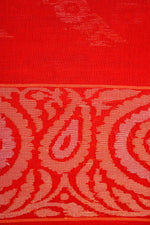 Handwoven Red Real Zari Banarasi Cotton Jamdani  Saree