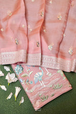 Designer Pastel Peach Organza Suit