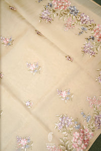 Designer Cream Organza  Saree