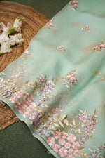 Designer Sea Green Katan Silk Saree