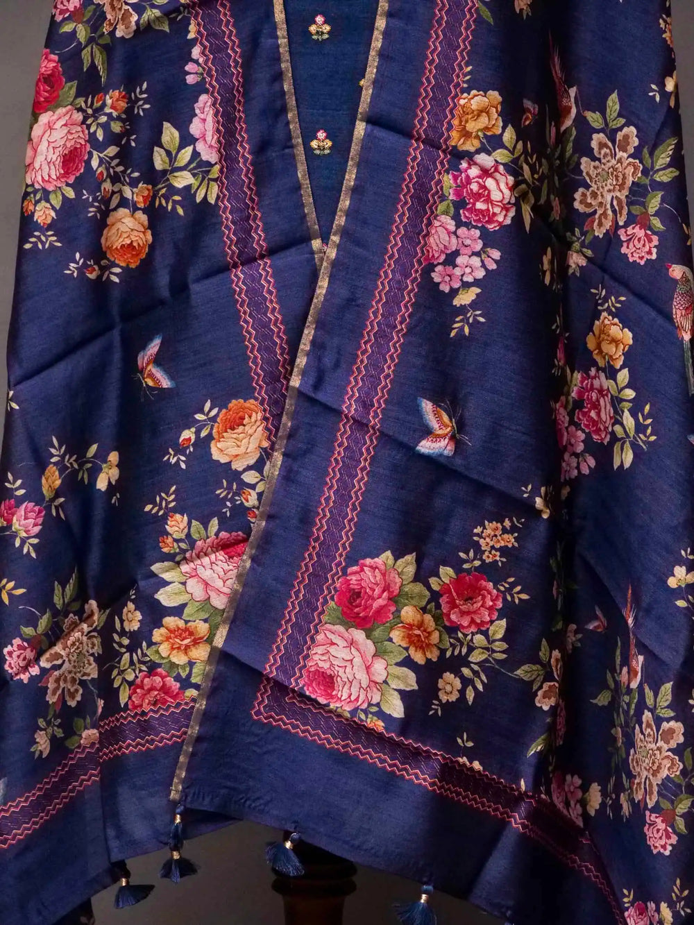 Handwoven Banarasi Blue Katan Silk Suit