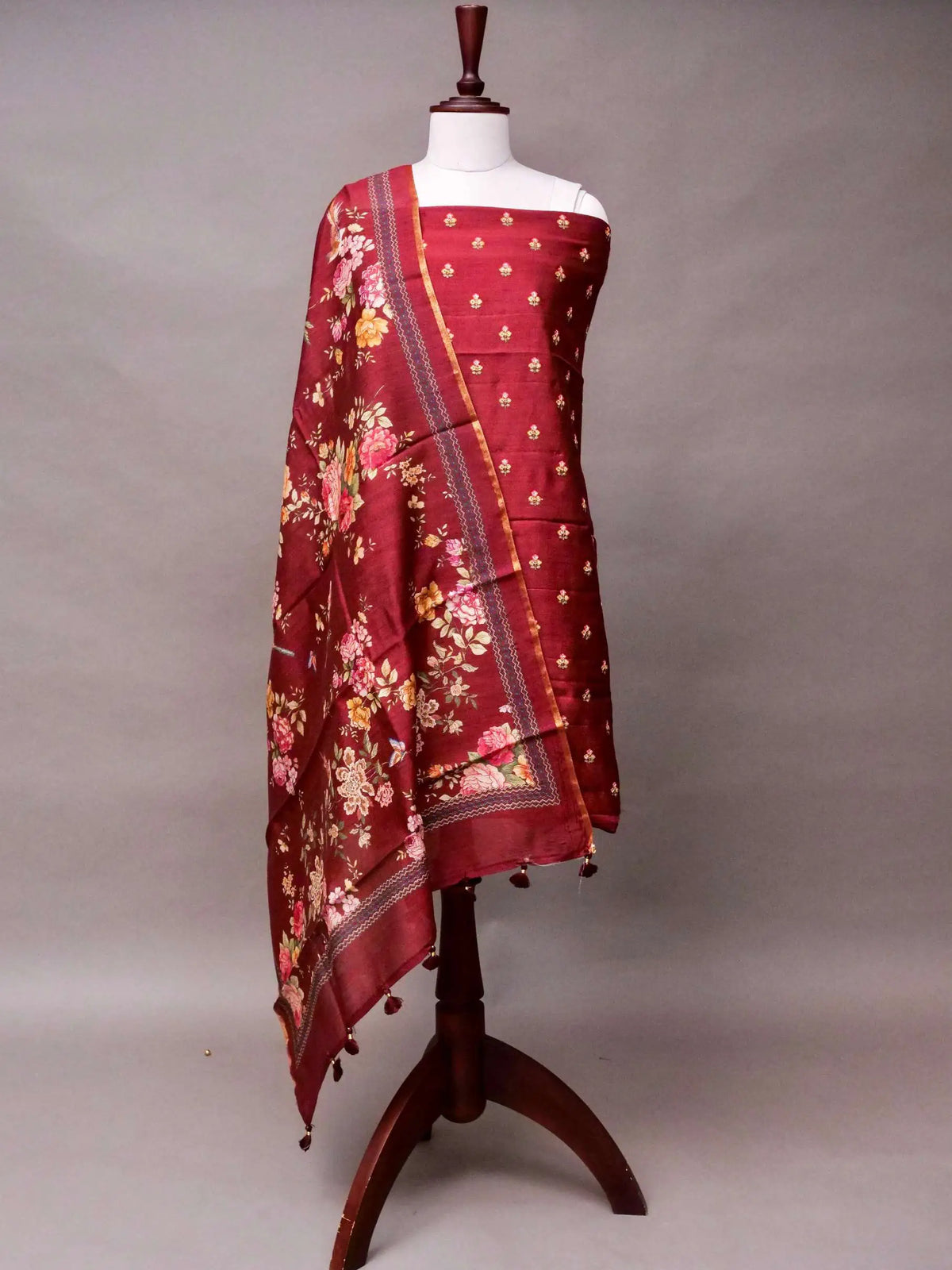 Handwoven Banarasi Red Katan Silk Suit