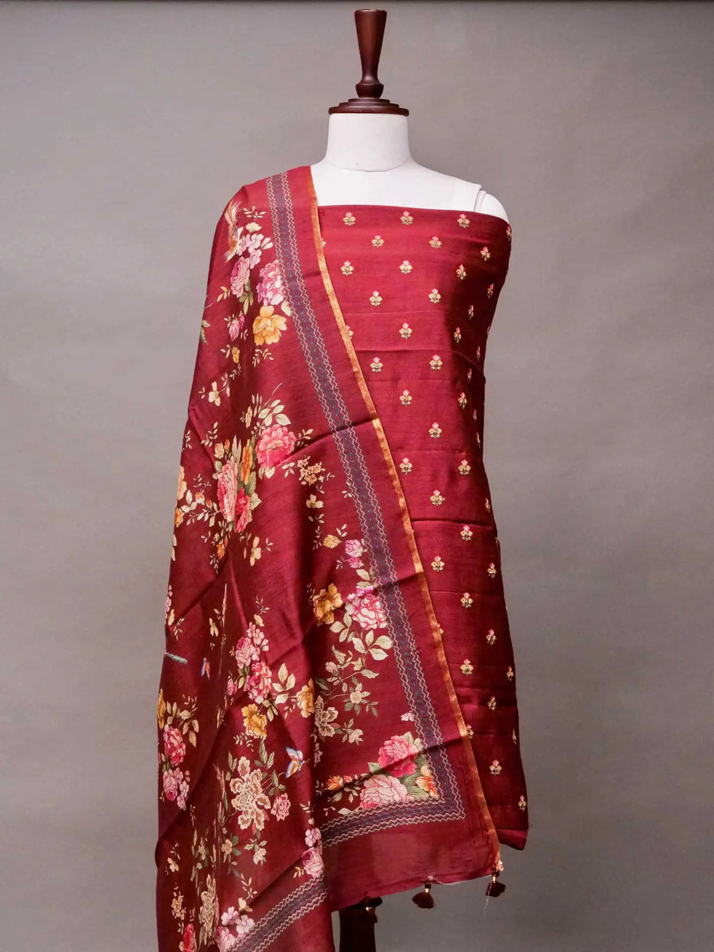 Handwoven Banarasi Red Katan Silk Suit