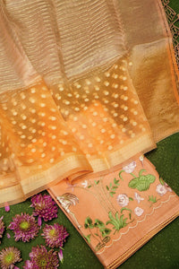 Designer Peach Organza Suit