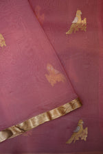 Handwoven Pastel Pink Banarasi Organza  Saree