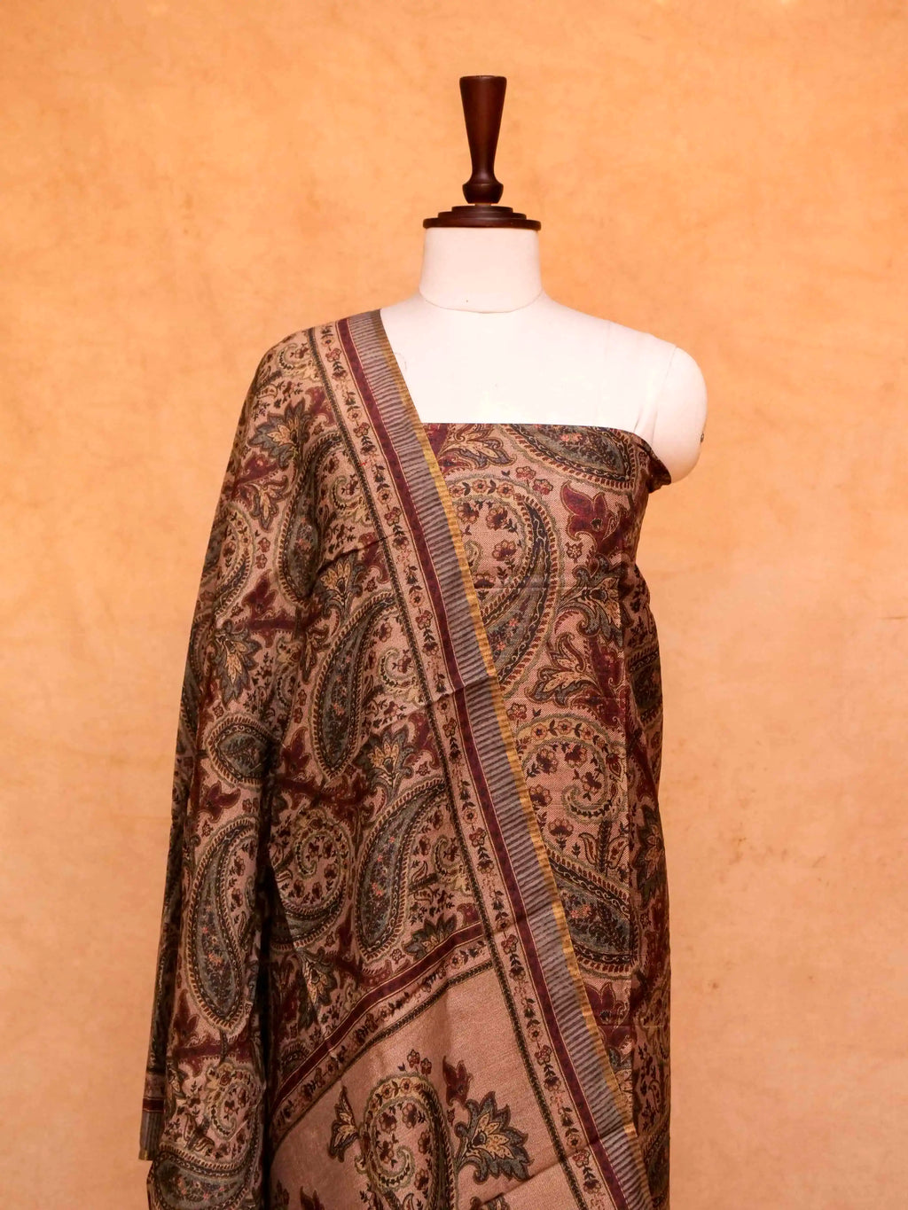 Handwoven Banarasi Brown Tussar Silk Suit