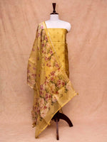 Handwoven Banarasi Yellow Organza Silk Suit
