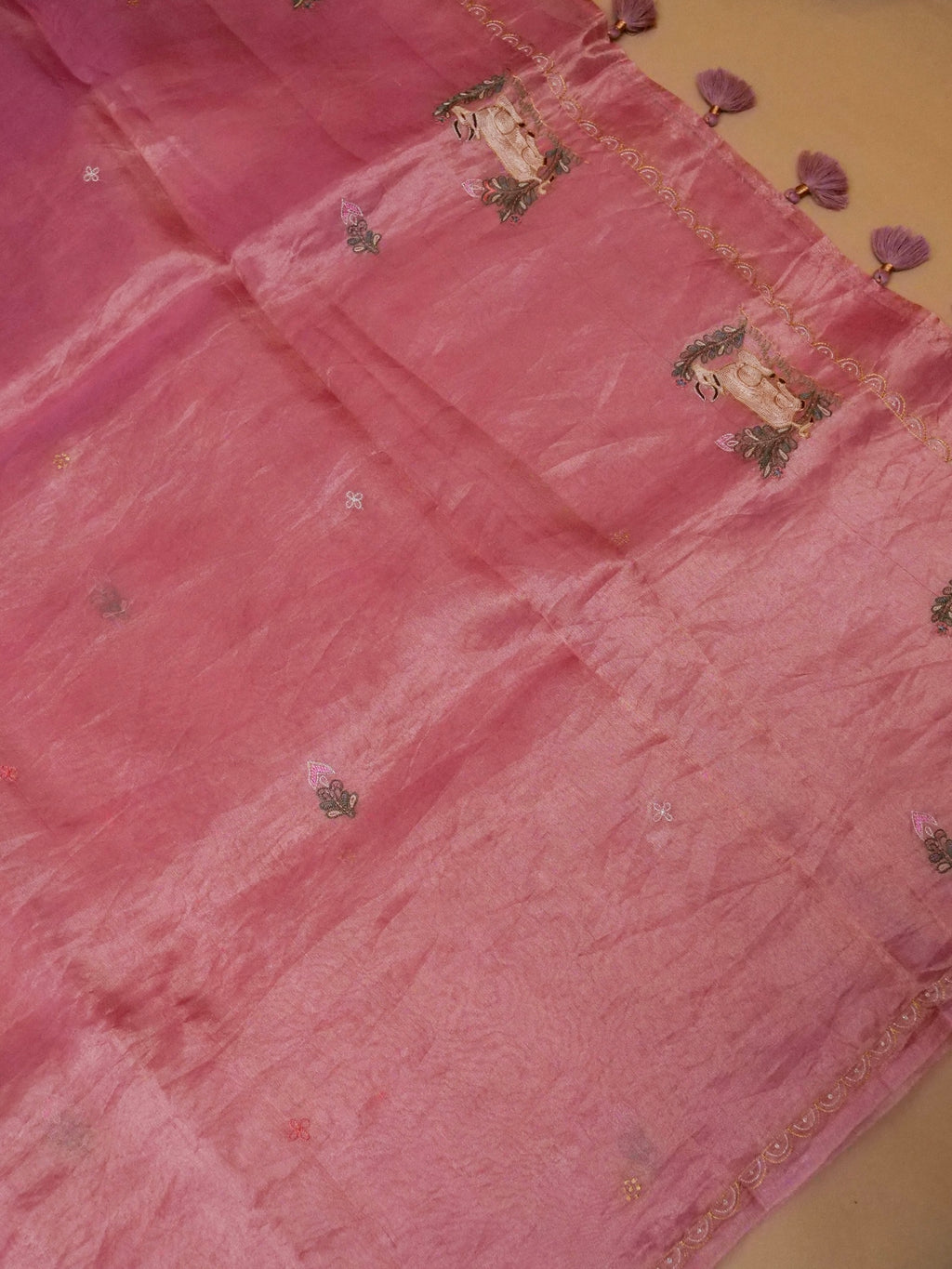 Handwoven Pink Banarasi Tissue Silk Saree