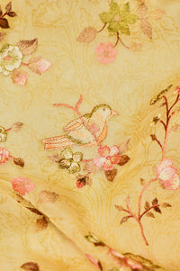 Designer Light Yellow Organza Saree