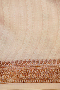 Handwoven Off white Banarasi Blended Muslin Silk Saree