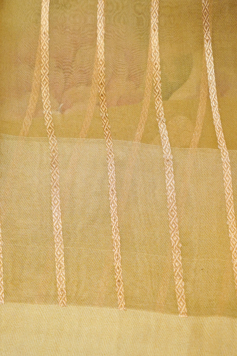 Designer Light Yellow Organza Saree