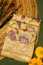 Designer Yellow Muslin Silk Saree