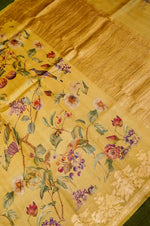 Designer Yellow Muslin Silk Saree