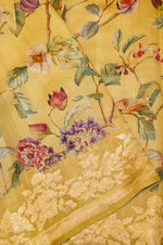 Designer Yellow Muslin Silk Saree