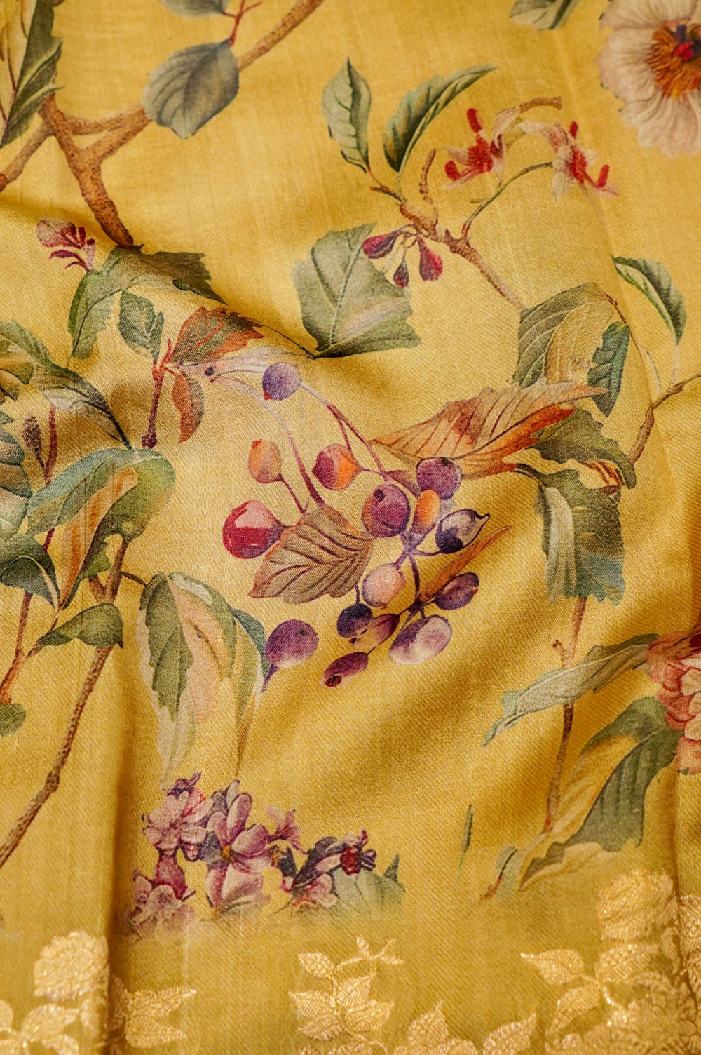 Designer Yellow Muslin Silk Saree