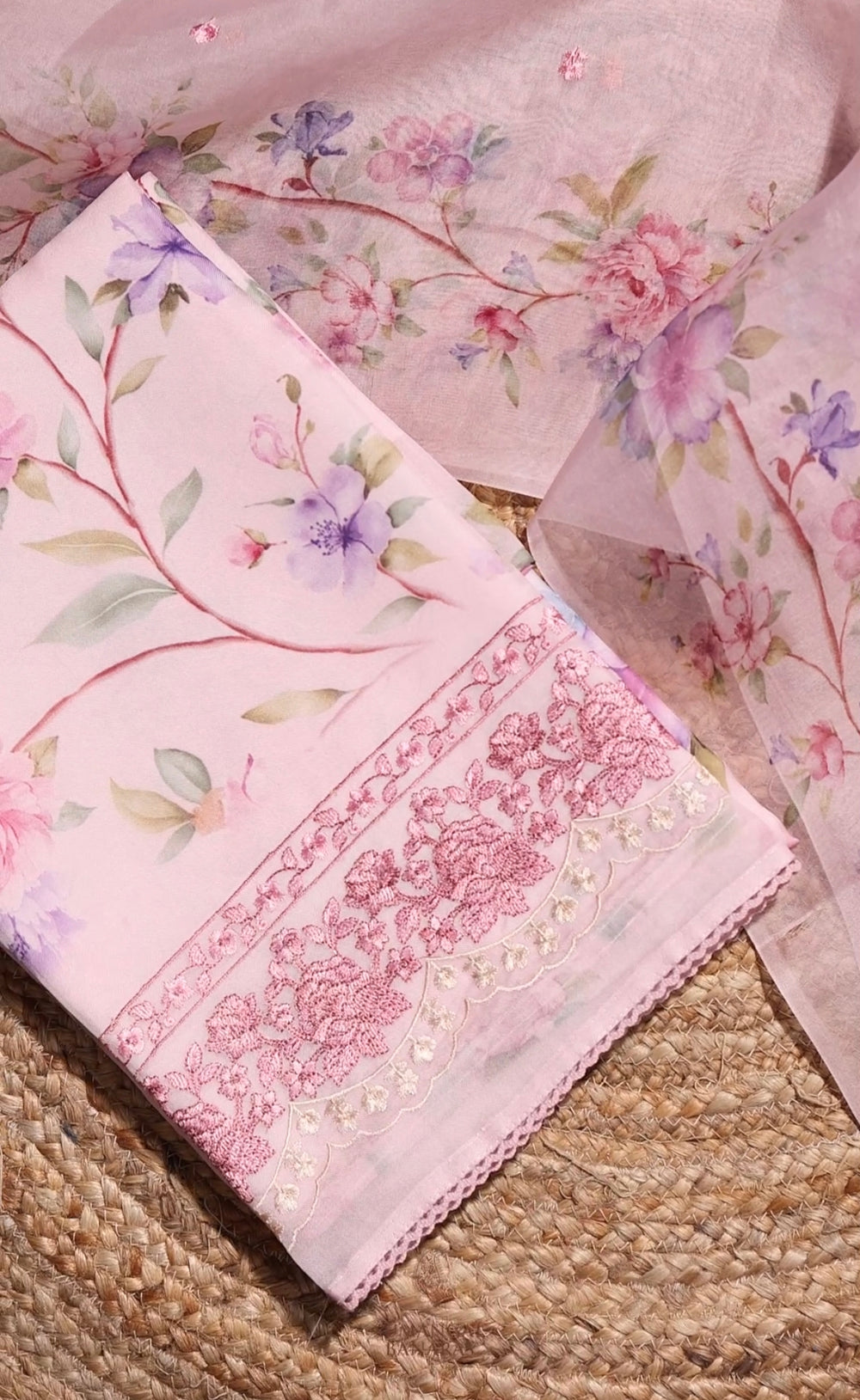 Designer Light Pink Organza Suit