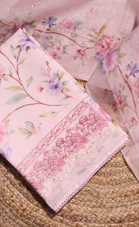Designer Light Pink Organza Suit