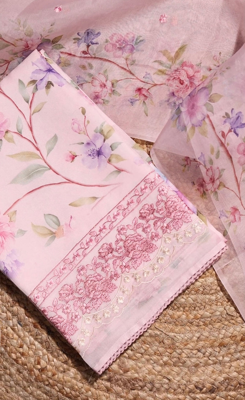 Designer Light Pink Organza Suit