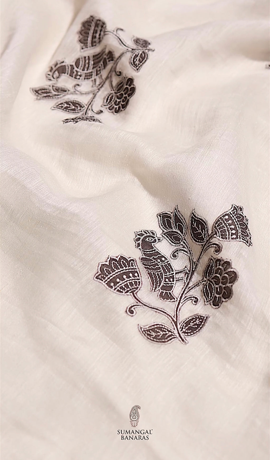 Designer Off White Linen Silk Suit