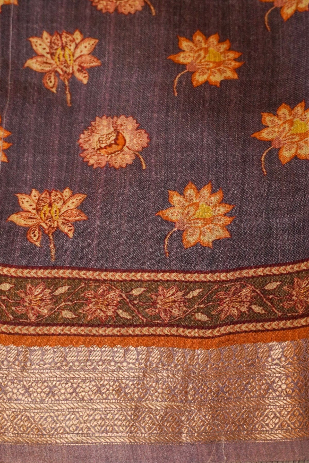 Handwoven Mauve Banarasi Tussar Silk Saree