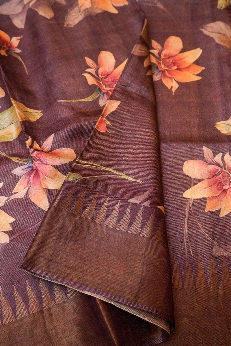 Handwoven Mauve Banarasi Moonga Silk Saree