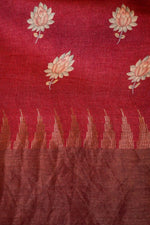 Handwoven Maroon Banarasi Tussar Silk Saree
