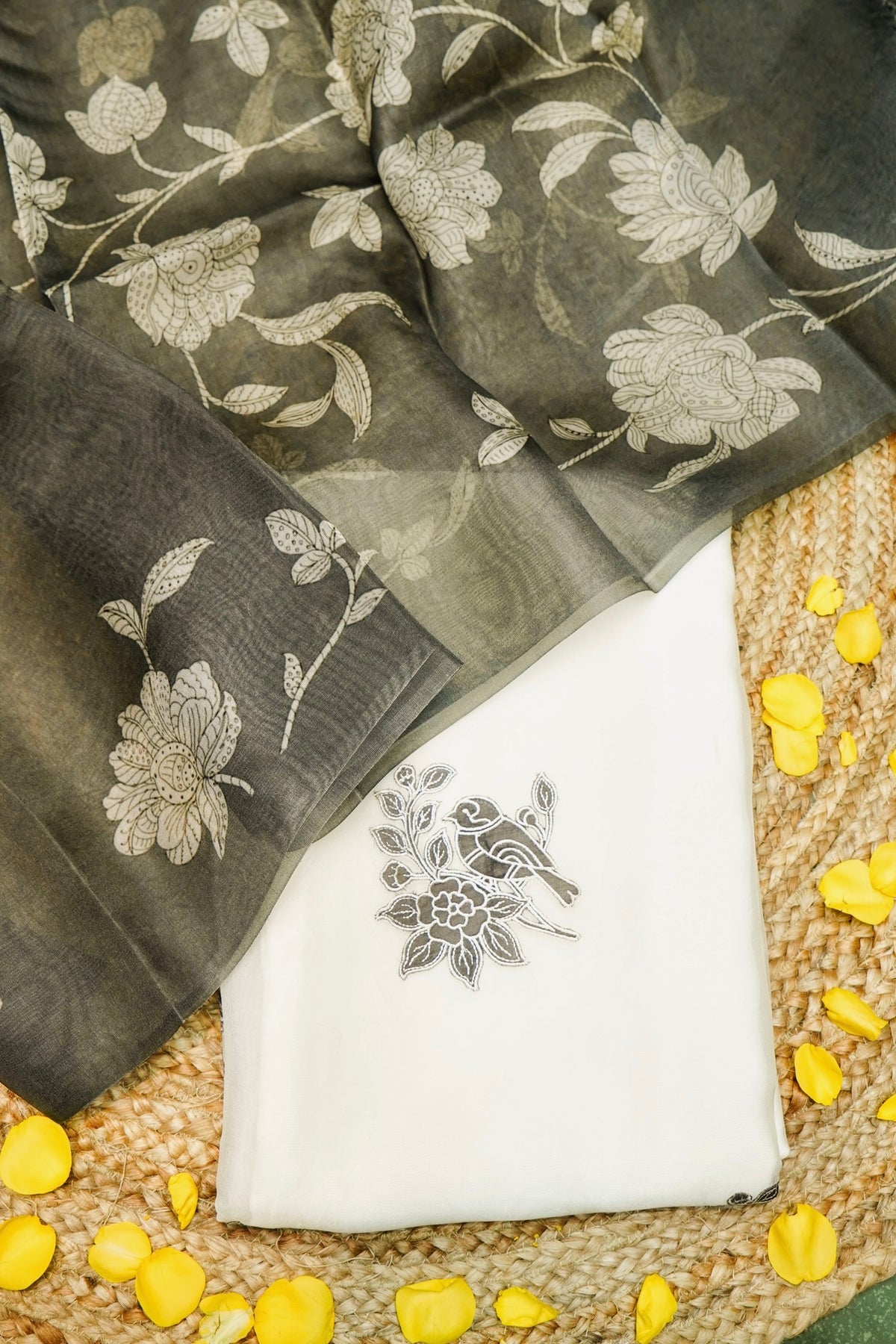 Designer White Linen Silk Suit