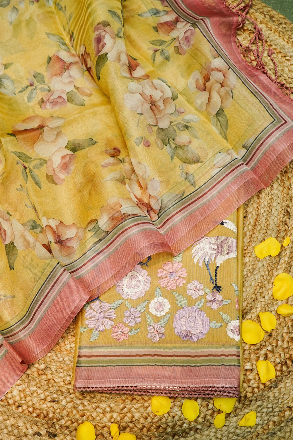 Designer Golden Yellow Organza  Suit