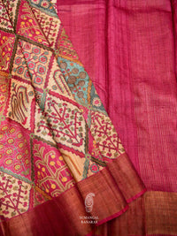 Handwoven Sweet Pink Banaras Tussar Silk Saree