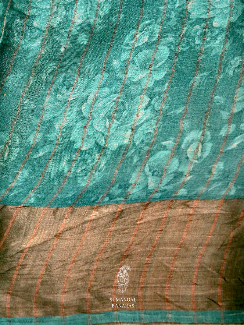 Handwoven Sweet Blue Banaras Tussar Silk Saree