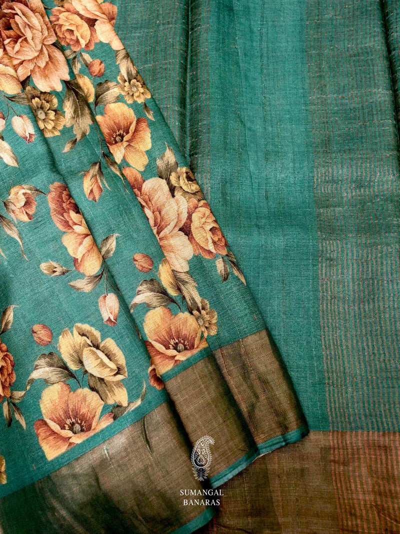 Handwoven Sweet Blue Banaras Tussar Silk Saree